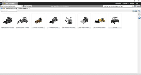 New Holland Next Generation Construction CF North America 2019 EPC -All Models & Serials Up To 2019 Parts Manuals